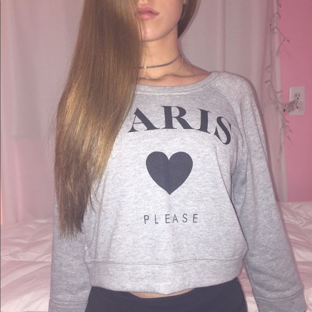 Cropped Paris Please Sweatshirt